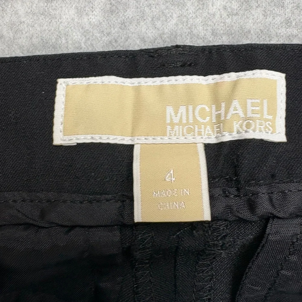 Michael Kors Dress Pants Womens Size 4 Black Tapered Ankle Stretch Slacks Career